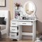 Makeup Desk With Mirror Large Vanity Desk With Storage Shelves 4 Drawers Makeup Vanity Table With Light Bedroom Dressing